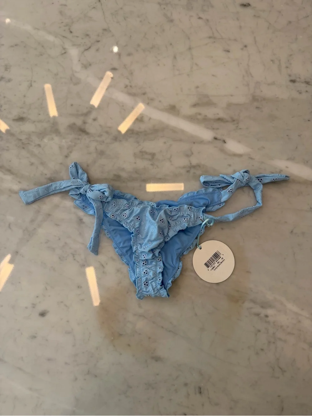 Frankie's Bikinis Light Blue Eyelet Tie-Side Swim Bottom